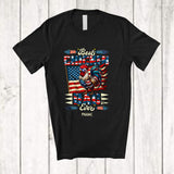 MacnyStore - Personalized Best Chicken Dad Ever; Happy 4th Of July US Flag; Custom Name Patriotic Family T-Shirt