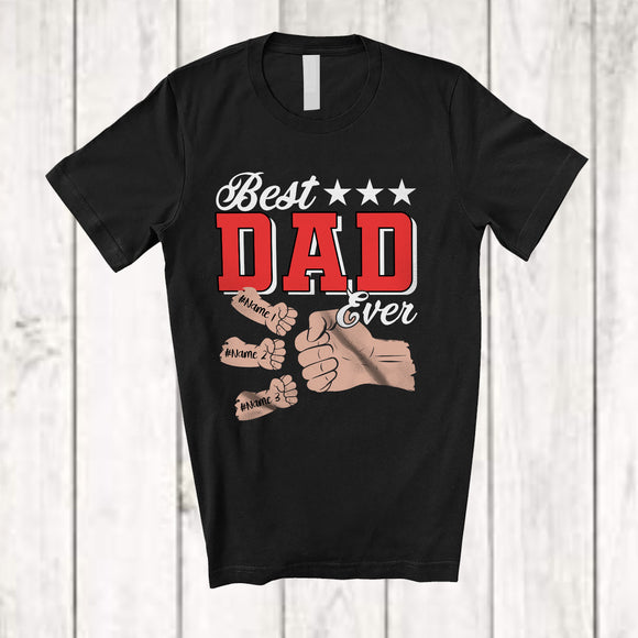 MacnyStore - Personalized Best Dad Ever; Joyful Father's Day Custom Name Son Daughter Hands T-Shirt
