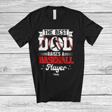 MacnyStore - Personalized Best Dad Raises A Baseball Player; Lovely Father's Day Custom Name Sport Family T-Shirt