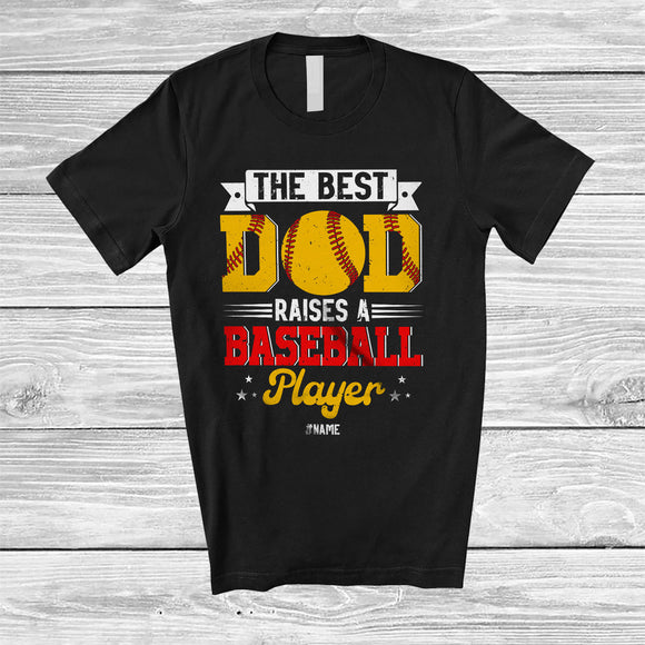 MacnyStore - Personalized Best Dad Raises A Softball Player; Lovely Father's Day Custom Name Sport Family T-Shirt