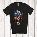 MacnyStore - Personalized Best Ferret Dad Ever; Happy 4th Of July US Flag; Custom Name Patriotic Family T-Shirt