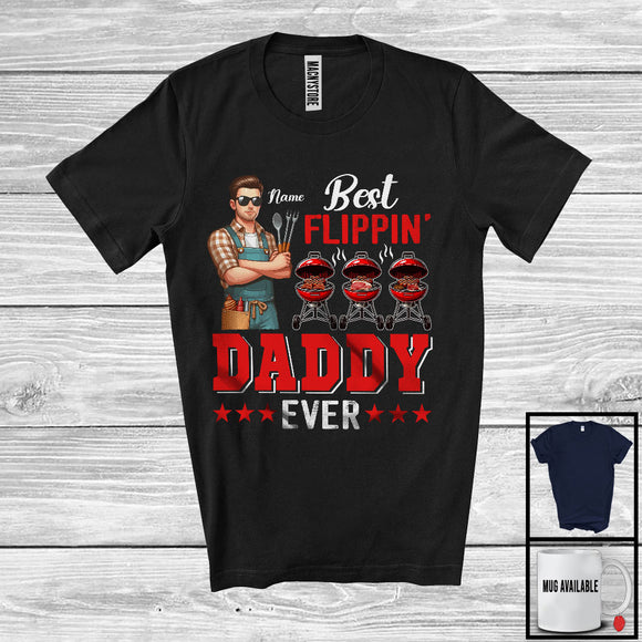MacnyStore - Personalized Best Flippin' Daddy, Happy Father's Day Grill BBQ Daddy Custom Name, Family T-Shirt