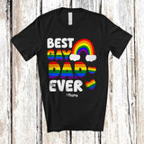 MacnyStore - Personalized Best Gay A Dad Ever; Joyful LGBTQ Pride Custom Name Gay Rainbow Heart Family T-Shirt