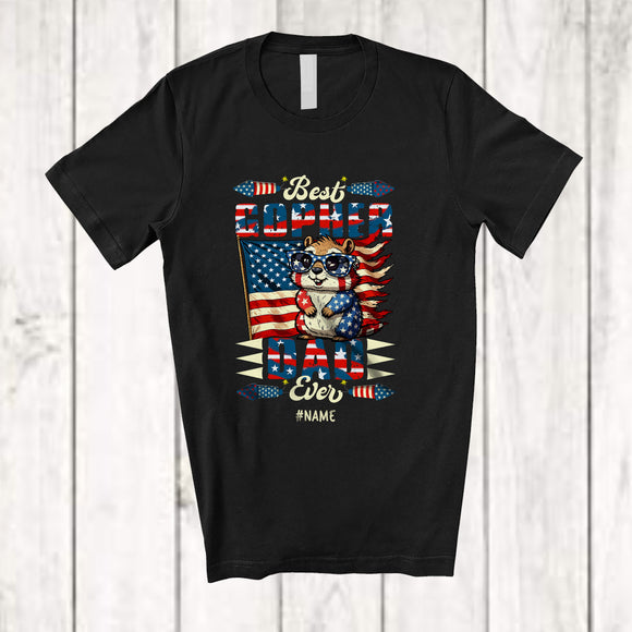 MacnyStore - Personalized Best Gopher Dad Ever; Happy 4th Of July US Flag; Custom Name Patriotic Family T-Shirt