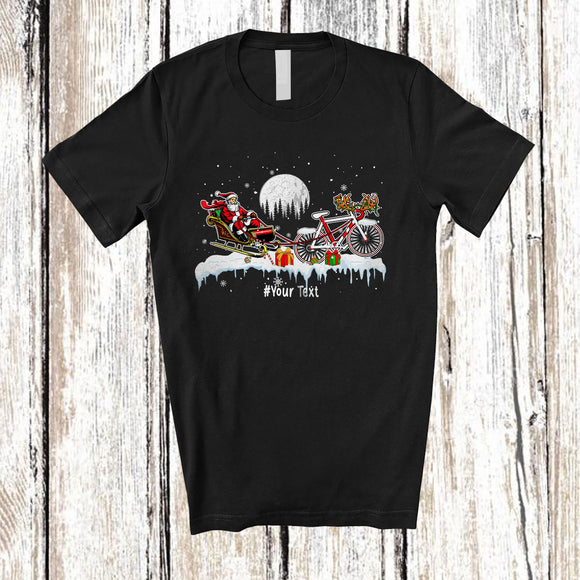 MacnyStore - Personalized Bicycle Sledding Santa Sleigh; Amusing Christmas Sweater Custom Name Bicycle Rider T-Shirt