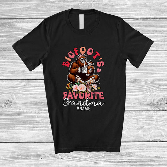 MacnyStore - Personalized Bigfoot's Favorite Grandma; Floral Mother's Day Flowers Bigfoot; Custom Name Family T-Shirt