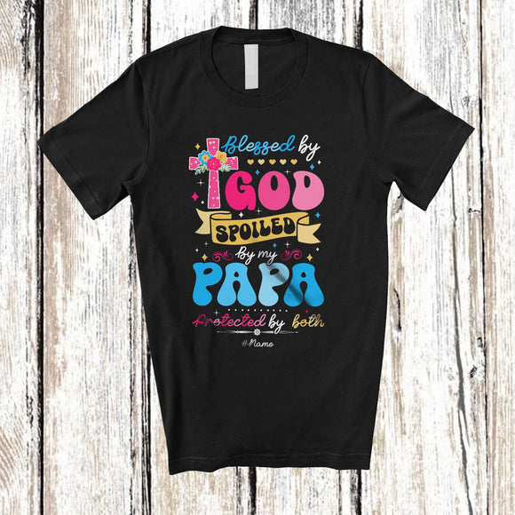 MacnyStore - Personalized Blessed By God Spoiled Papa Protected; Proud Father's Day Custom Name Family T-Shirt