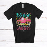 MacnyStore - Personalized Blessed To Be Called Aunt; Lovely Easter Bunny With Pickup Truck; Custom Name Family T-Shirt