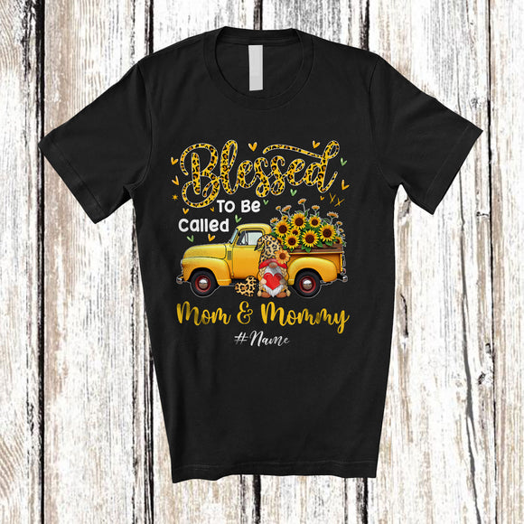 MacnyStore - Personalized Blessed To Be Called Mom And Mommy; Lovely Mother's Day Leopard Gnome Pickup T-Shirt