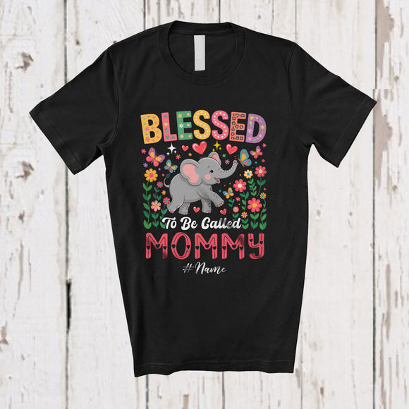 MacnyStore - Personalized Blessed To Be Called Mommy; Proud Mother's Day Floral Custom Name Elephant T-Shirt
