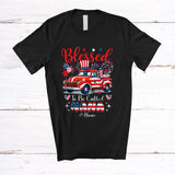 MacnyStore - Personalized Blessed To Be Called Nana; Lovely 4th of July US Flag Pickup Truck; Custom Name Family T-Shirt