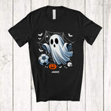 MacnyStore - Personalized Boo Ghost Playing Soccer; Scary Halloween Custom Name Soccer Player Team T-Shirt