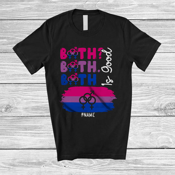 MacnyStore - Personalized Both Both Both Is Good; Humorous LGBTQ Pride Bisexual Flag; Custom Name Family T-Shirt