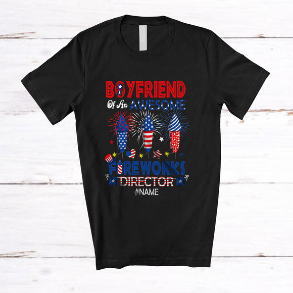 MacnyStore - Personalized Boyfriend Of Awesome Fireworks Director; Proud 4th Of July Custom Name Couple T-Shirt