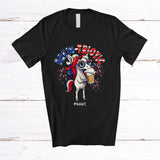 MacnyStore - Personalized Brew-triotic; Cheerful 4th Of July Unicorn Drinking Beer; Custom Name Patriotic T-Shirt