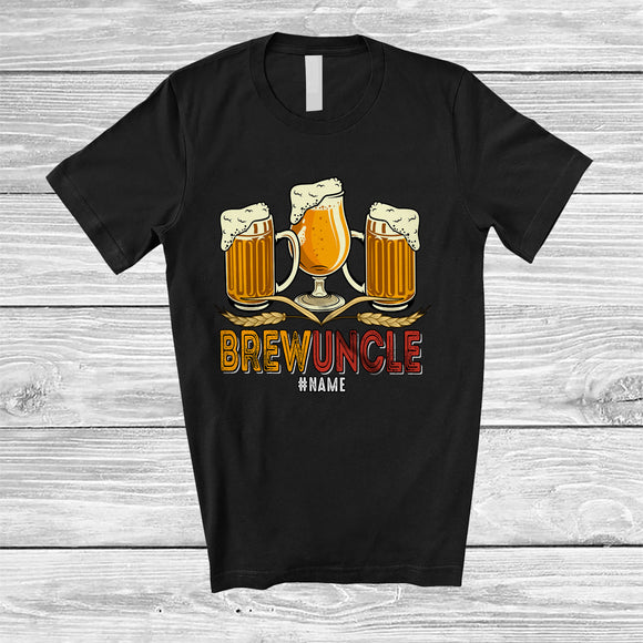 MacnyStore - Personalized BrewUncle; Humorous Father's Day Draft Beer Uncle; Custom Name Drinking T-Shirt
