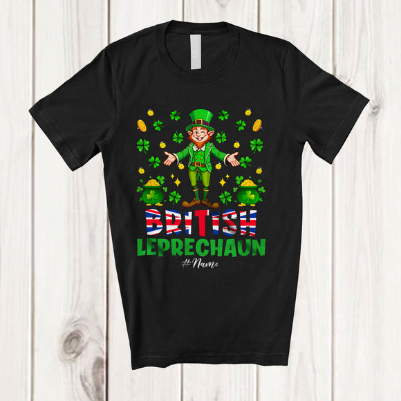 MacnyStore - Personalized British Leprechaun; Awesome St. Patrick's Day Custom Name British; Shamrocks Family T-Shirt