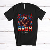 MacnyStore - Personalized Bruh; Lovely 4th Of July Bigfoot Sunglasses US Flag; Custom Name Patriotic T-Shirt