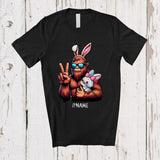 MacnyStore - Personalized Bunny Bigfoot Sunglasses; Lovely Easter Sasquatch Bigfoot; Custom Name Family T-Shirt