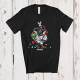MacnyStore - Personalized Bunny Skeleton Riding Chicken; Humorous Easter Eggs Hunting; Custom Name Family T-Shirt