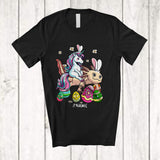 MacnyStore - Personalized Bunny Unicorn Riding Axolotl; Adorable Easter Custom Name Unicorn Axolotl; Egg Hunt T-Shirt