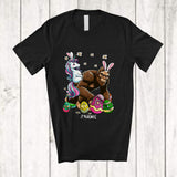 MacnyStore - Personalized Bunny Unicorn Riding Bigfoot; Adorable Easter Custom Name Unicorn Bigfoot; Egg Hunt T-Shirt