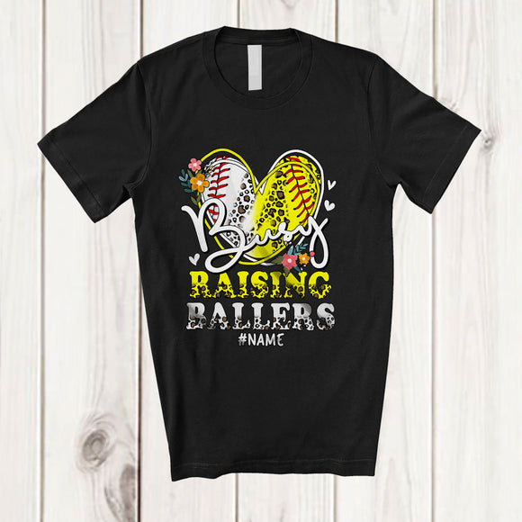 MacnyStore - Personalized Busy Raising Ballers; Proud Mother's Day Custom Name Softball Baseball Player T-Shirt