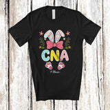 MacnyStore - Personalized CNA; Lovely Bunny Egg Hunt Flowers; Custom Name Nurse Nursing Jobs Family T-Shirt