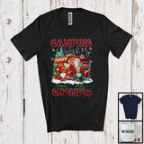 MacnyStore - Personalized Camping With My Gnomies; Lovely Christmas Plaid Custom Name Couple Gnomes T-Shirt