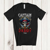 MacnyStore - Personalized Captain Daddy; Amazing Halloween Costume Pirate Skull; Custom Name Family T-Shirt
