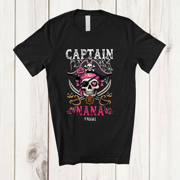 MacnyStore - Personalized Captain Nana; Amazing Halloween Costume Pirate Skull; Custom Name Family T-Shirt