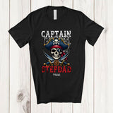 MacnyStore - Personalized Captain Stepdad; Amazing Halloween Costume Pirate Skull; Custom Name Family T-Shirt