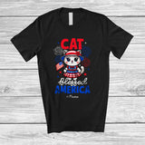 MacnyStore - Personalized Cat Blessed America; Lovely 4th Of July Custom Name Cat Women; Patriotic T-Shirt