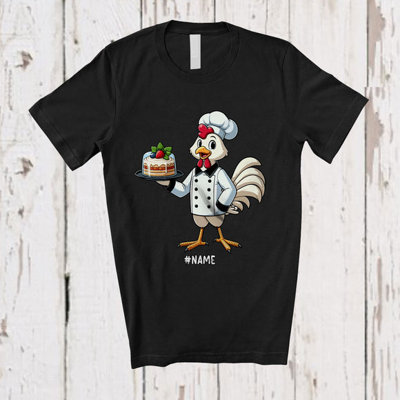 MacnyStore - Personalized Chicken Chef Cook Cooking; Lovely Custom Name Lunch Lady Chef Animal T-Shirt
