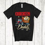 MacnyStore - Personalized Chicken Daddy; Humorous Father's Day Chicken On Trailer Tractor; Custom Name Farmer T-Shirt