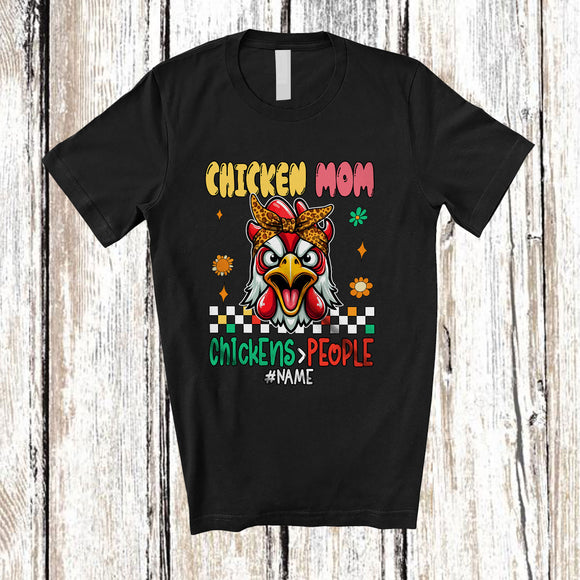 MacnyStore - Personalized Chicken Mom; Joyful Mother's Day Flowers Custom Name Chicken Farmer; Family T-Shirt