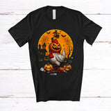 MacnyStore - Personalized Chicken Pumpkin Cosplay; Scary Halloween Moon Custom Name Chicken Farmer T-Shirt