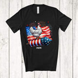 MacnyStore - Personalized Chicken Riding Firecracker American Flag; Amazing 4th Of July Custom Name Patriotic T-Shirt