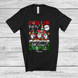 MacnyStore - Personalized Chillin With 4th Grade Gnomies; Joyful Christmas Custom Name Teacher Gnomes T-Shirt