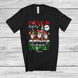 MacnyStore - Personalized Chillin With Kindergarten Gnomies; Joyful Christmas Custom Name Teacher Gnomes T-Shirt