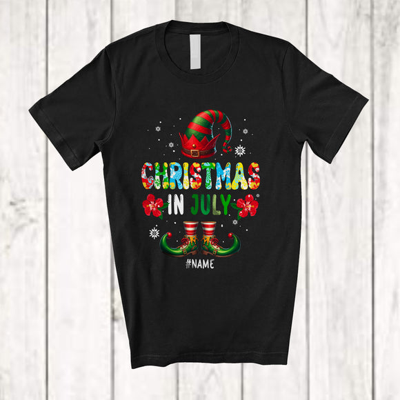MacnyStore - Personalized Christmas In July; Awesome Summer Vacation Custom Name Elf Groovy; Family T-Shirt
