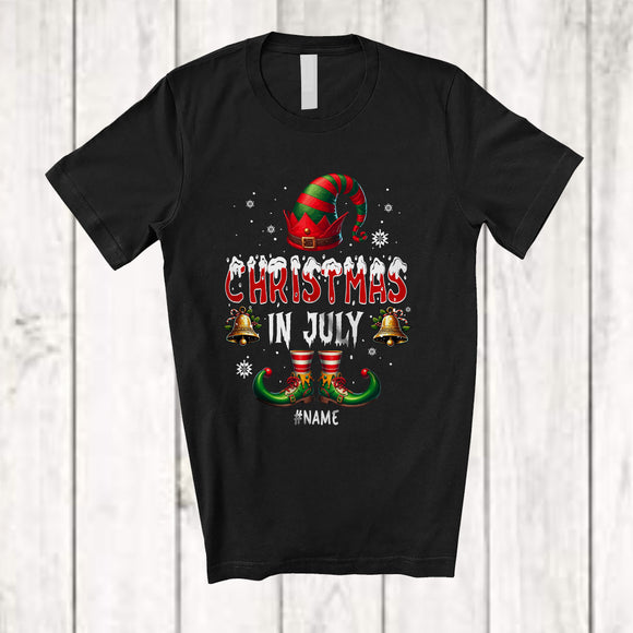 MacnyStore - Personalized Christmas In July; Awesome Summer Vacation Custom Name Elf Lover; Family T-Shirt