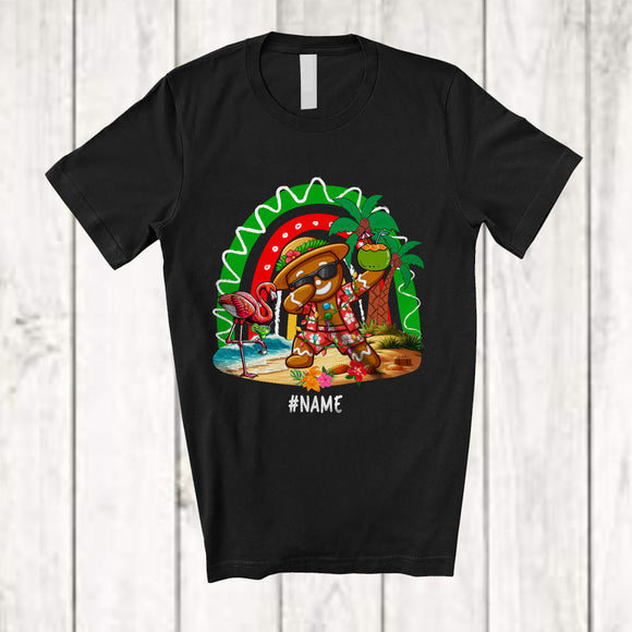 MacnyStore - Personalized Christmas In July; Joyful Summer Custom Name Dabbing Gingerbread; Rainbow T-Shirt