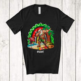 MacnyStore - Personalized Christmas In July; Joyful Summer Custom Name Dabbing Santa; Rainbow T-Shirt
