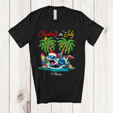 MacnyStore - Personalized Christmas In July; Lovely Summer Vacation Custom Name Shark Beach; Sea Animal T-Shirt