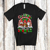 MacnyStore - Personalized Christmas With My Gnomies; Lovely Custom Name Rainbow Snowing Three Gnomes T-Shirt