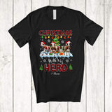 MacnyStore - Personalized Christmas With My Herd; Fantastic X-mas Plaid Three Santa Cow; Custom Name Farmer T-Shirt