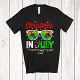 MacnyStore - Personalized Christmas in July; Joyful Summer Vacation Sunglasses; Custom Name Hawaiian T-Shirt