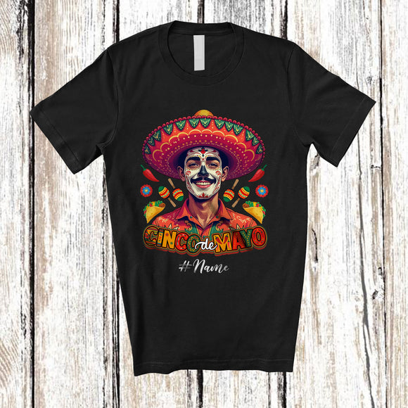MacnyStore - Personalized Cinco De Mayo; Adorable Custom Name Mexican Man Sombrero; Mexico Family T-Shirt