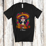 MacnyStore - Personalized Cinco De Mayo; Adorable Custom Name Mexican Women Sombrero; Mexico Family T-Shirt